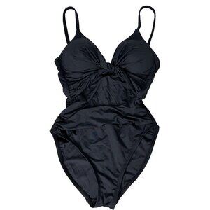 La Blanca Swimsuit Black Island Goddess‎ Twist Keyhole One Piece Size 4